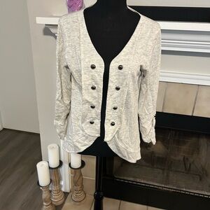 Maurices Cream Blazer with Black Buttons
